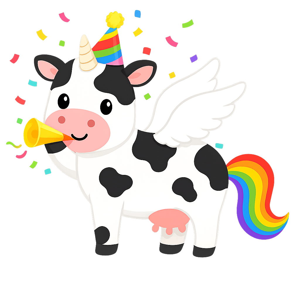 Pegacow, the magical winged unicorn-cow mascot